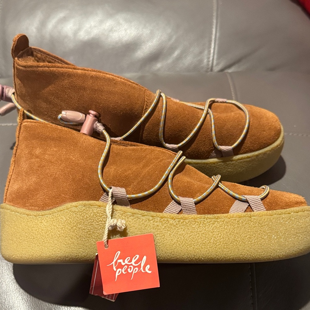Free People Women's Brown Suede Sneakers
